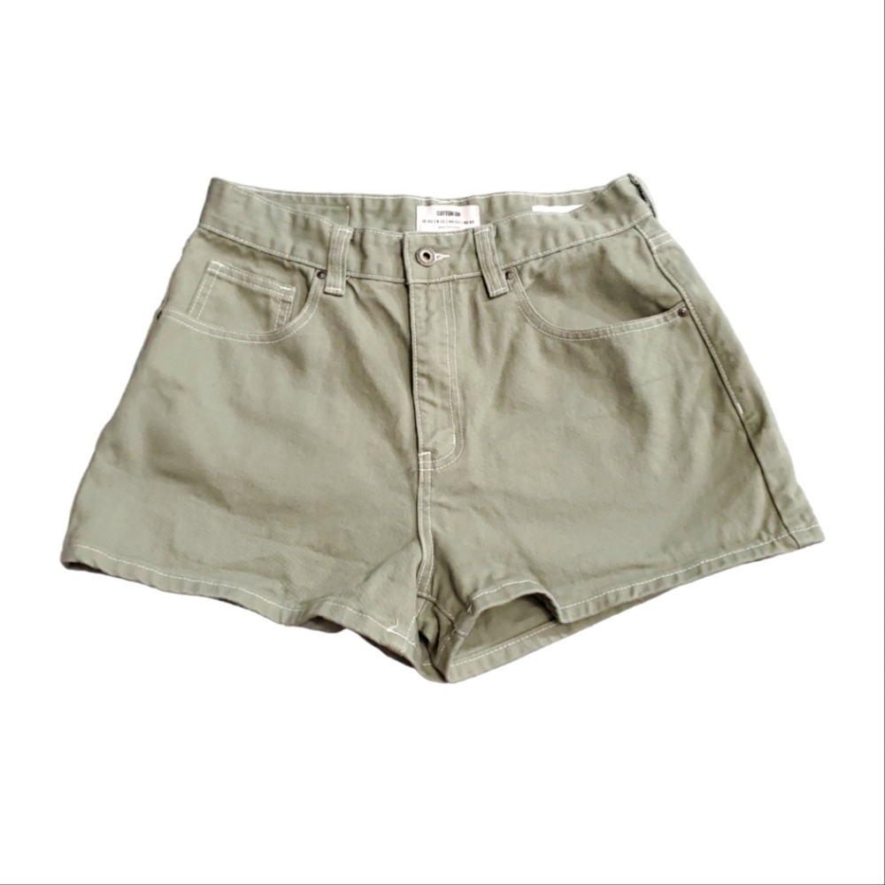 COTTON ON High Rise Green Denim Shorts